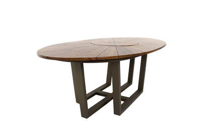 Mesa Ovalada Diamantina con Plato Giratorio 230x120cm Madera Cumarú