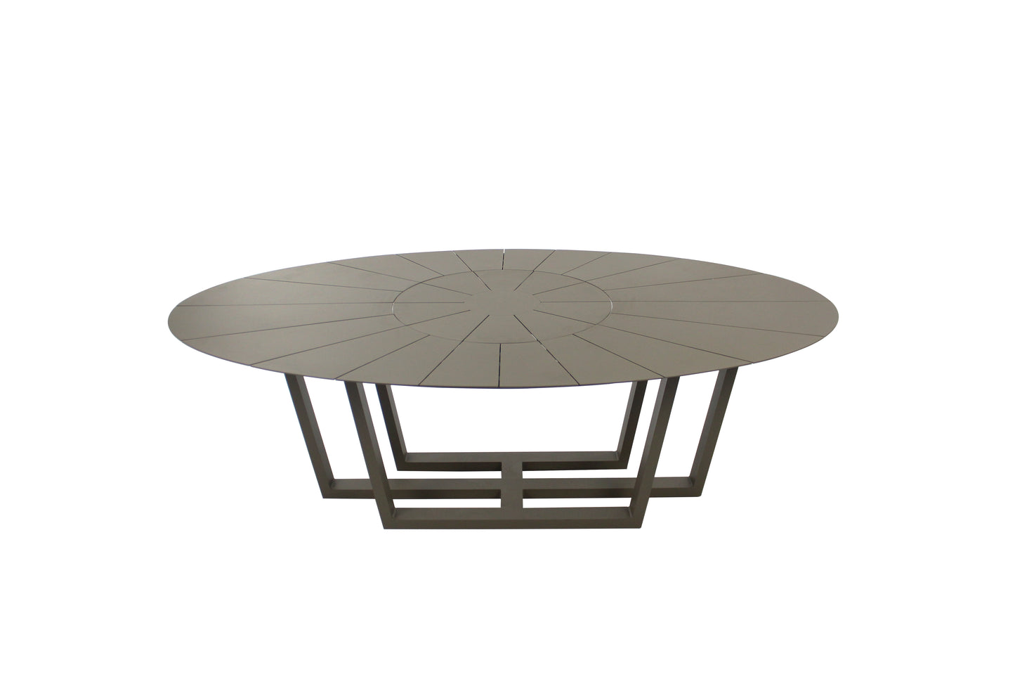 Mesa Ovalada Diamantina con Plato Giratorio 230x120cm Color Aluminio Fendi