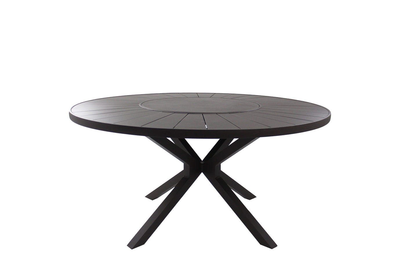 Mesa de Jardín Redonda con Plato Giratorio 150cm Aluminio Color Café