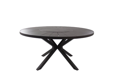 Mesa de Jardín Redonda con Plato Giratorio 150cm Aluminio Color Café