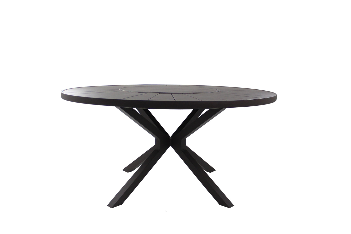 Mesa de Jardín Redonda con Plato Giratorio 150cm Aluminio Color Café