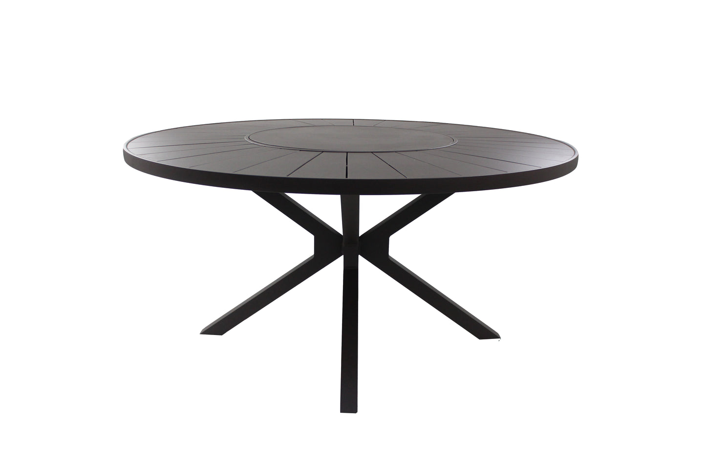 Mesa de Jardín Redonda con Plato Giratorio 150cm Aluminio Color Café