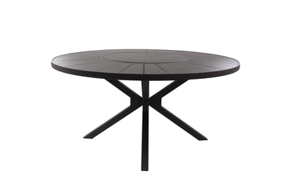 Mesa de Jardín Redonda con Plato Giratorio 150cm Aluminio Color Café