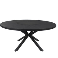 Mesa de Jardín Redonda con Plato Giratorio 180cm Aluminio Color Negro