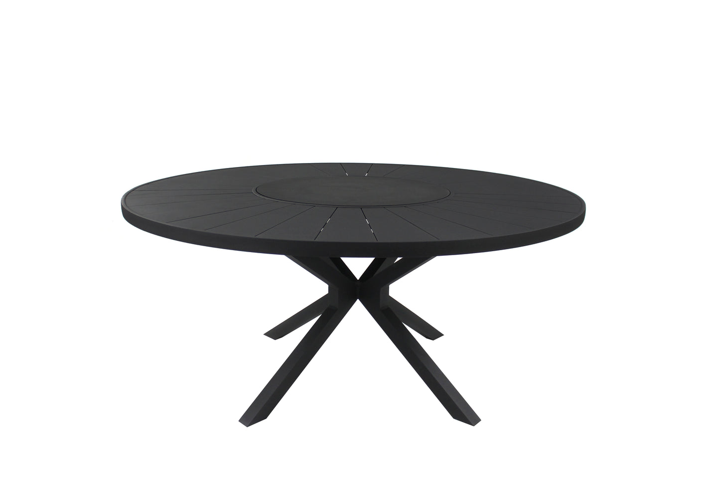 Mesa de Jardín Redonda con Plato Giratorio 180cm Aluminio Color Negro