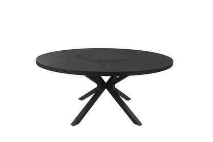 Mesa de Jardín Redonda con Plato Giratorio 180cm Aluminio Color Negro