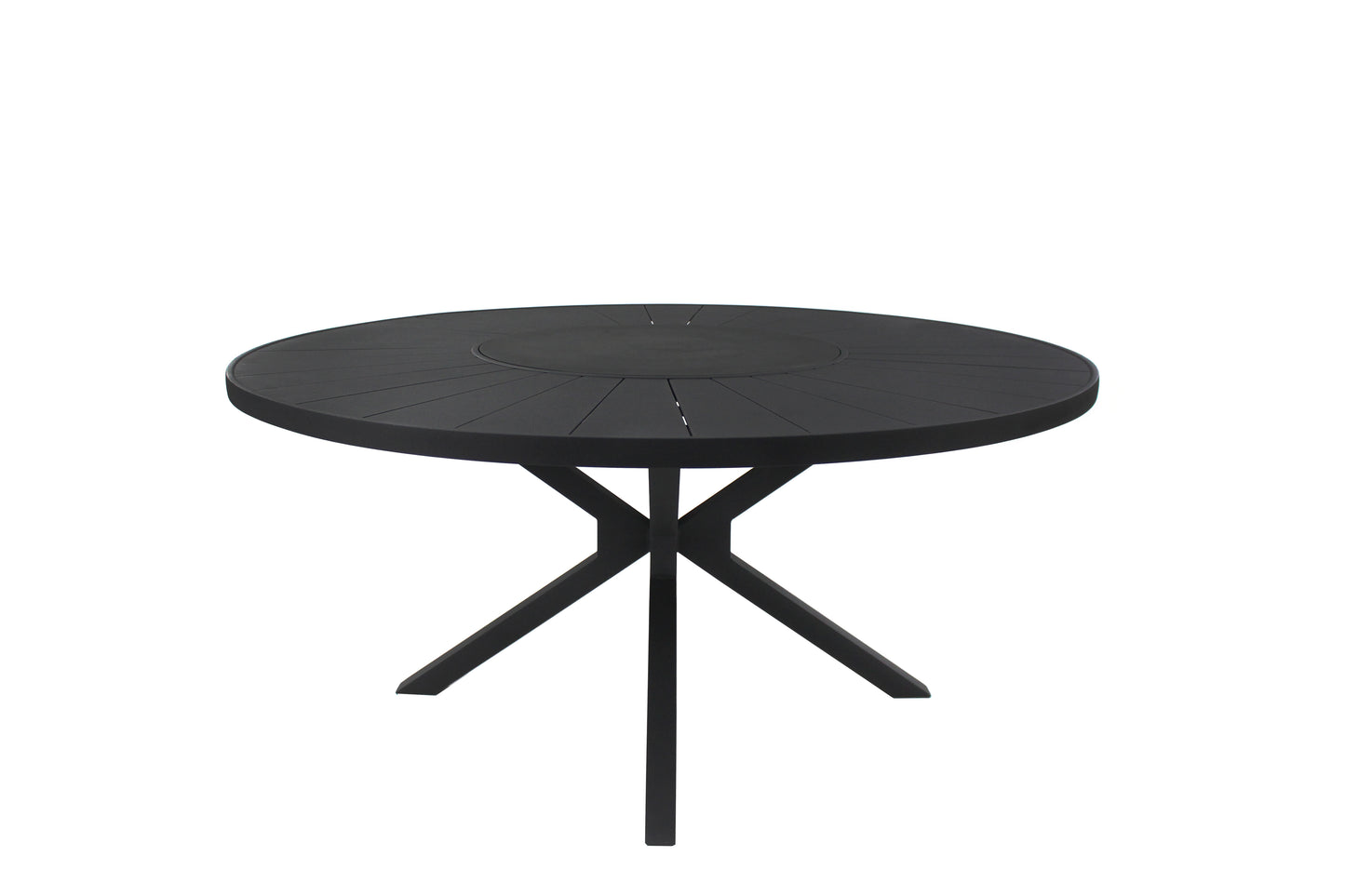 Mesa de Jardín Redonda con Plato Giratorio 180cm Aluminio Color Negro