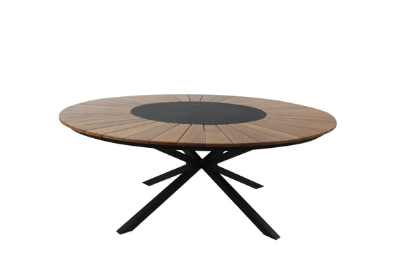 Ambiente 2 com Mesa de Jardín Redonda con Plato Giratorio 180cm Aluminio Color Negro
