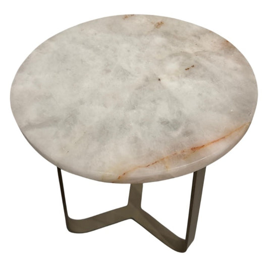 Mesa Lateral Luna Base Alumínio e Tampo em Pedra 35x35x40