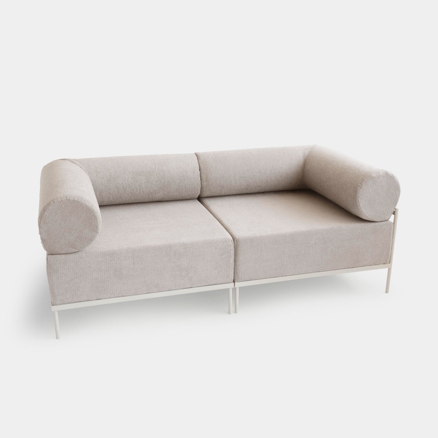 Modular Sofa Drop Aluminum Porcelain Color Upholstered Seat Loop Neblina Fabric - 2 Modules