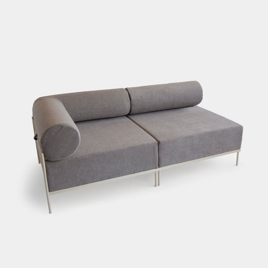 Gota Aluminum Modular Sofa Taupe Color Upholstered Seat Loop Flint Fabric - 2 Modules