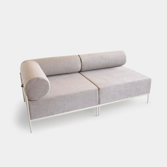 Modular Sofa Drop Aluminum Porcelain Color Upholstered Seat Loop Neblina Fabric - 2 Modules