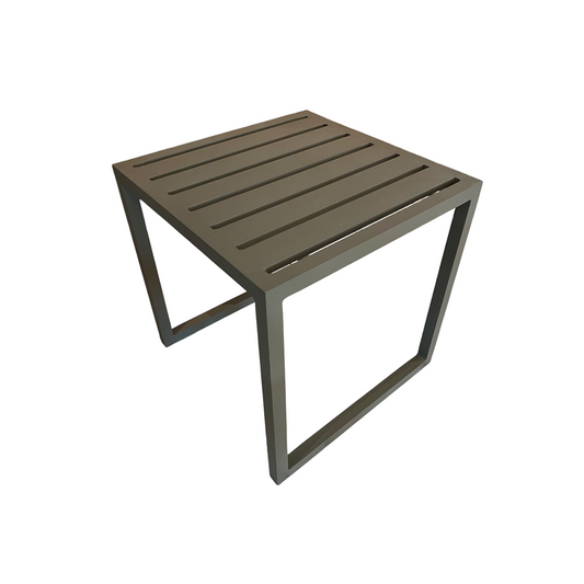 Mesa Lateral Volt 45x45cm Alumínio Ripado Cor Fendi