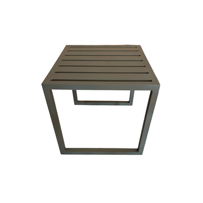 Mesa Lateral Volt 45x45cm Alumínio Ripado Cor Fendi