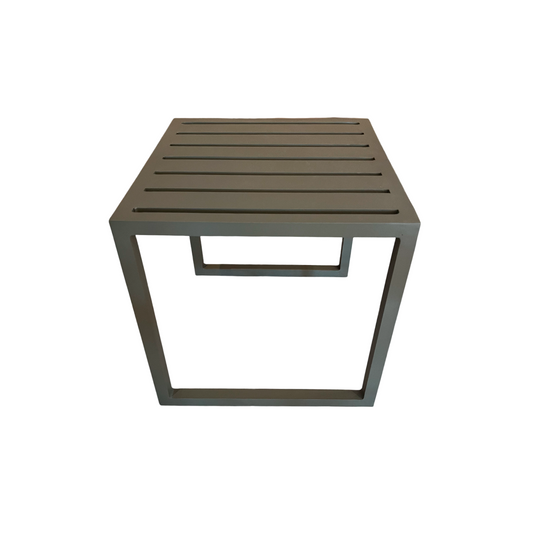 Mesa Lateral Volt 45x45cm Alumínio Ripado Cor Fendi