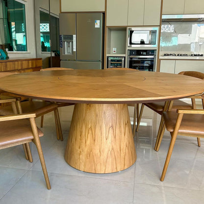 Munich Dining Table with Turntable Cinnamon Wood 240x240x77cm