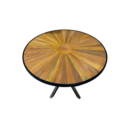 Mesa Volt Madeira Maciça 120cm Tampo Pizza com Borda