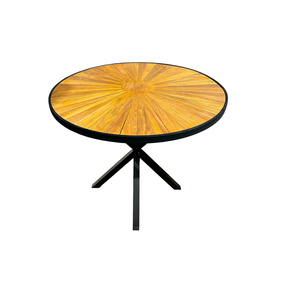 Mesa Volt Madeira Maciça 120cm Tampo Pizza com Borda