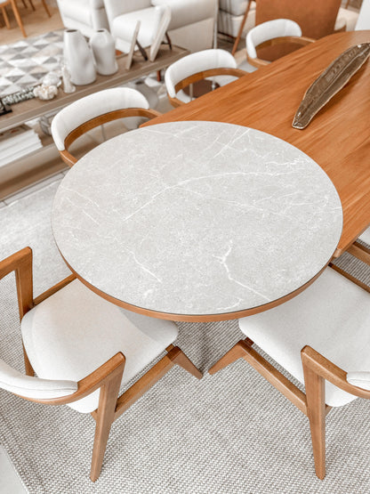 Mesa de Jantar Selena Madeira Jequitibá e Ts Rochedo 240x100cm