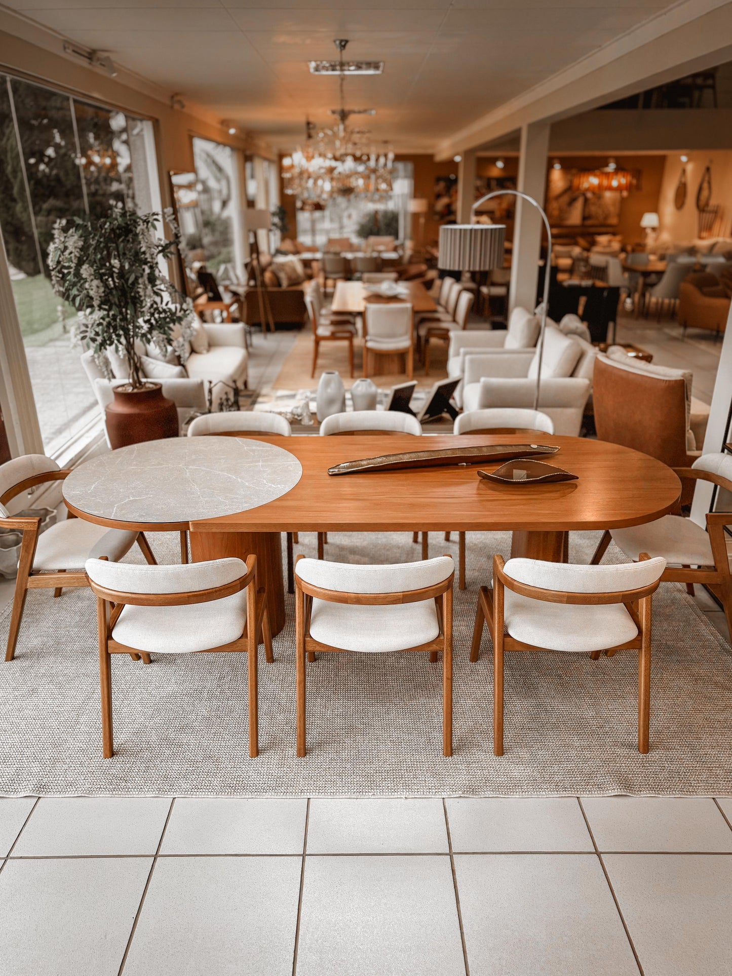 Mesa de Jantar Selena Madeira Jequitibá e Ts Rochedo 240x100cm