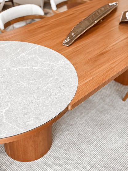 Mesa de Jantar Selena Madeira Jequitibá e Ts Rochedo 240x100cm