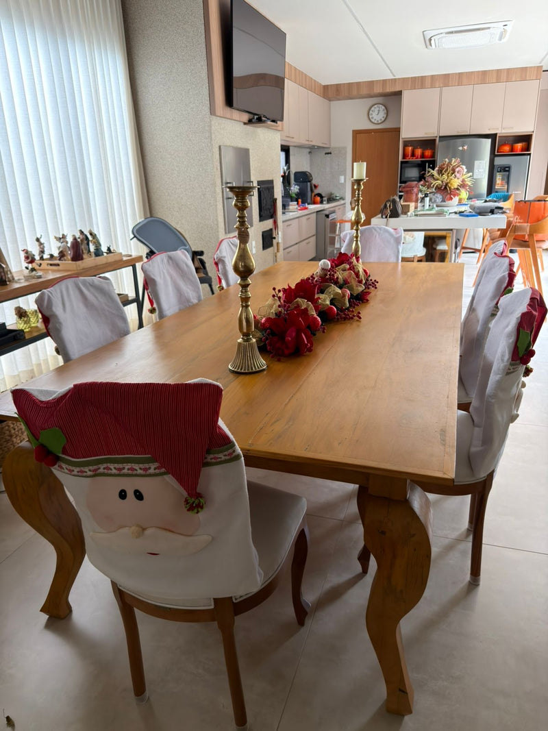 Mesa Luis XV Madeira 150x150cm Tampo Liso Base Torneada