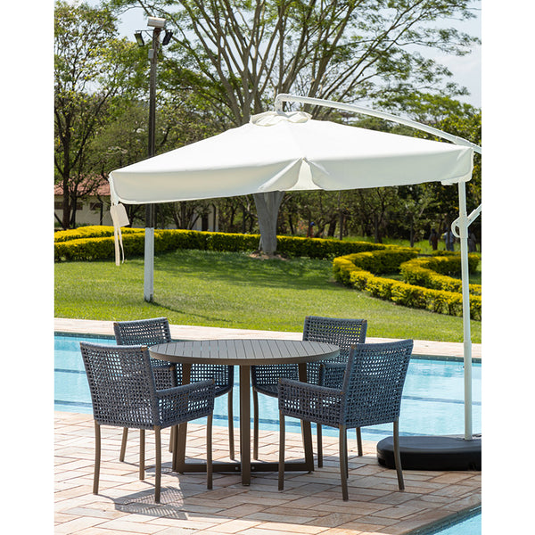 Ambiente 1 com Mesa de comedor industrial redonda de aluminio Fendi Color 1,20 m - 4 asientos