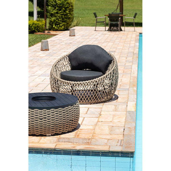Ambiente 1 com Ilustre Mesa de Centro Chapanheira Aluminio Negro con Cuerda Náutica Bronce