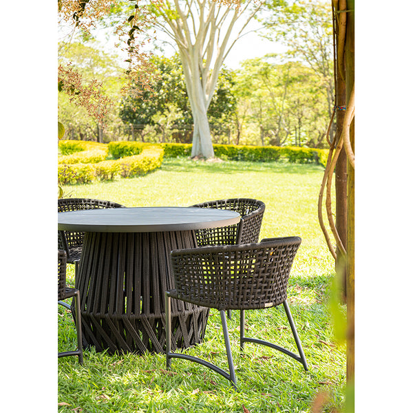 Ambiente 2 com Mesa de Comedor Confort de Aluminio con Cuerda Náutica Color Negro 1,20m - 4 plazas