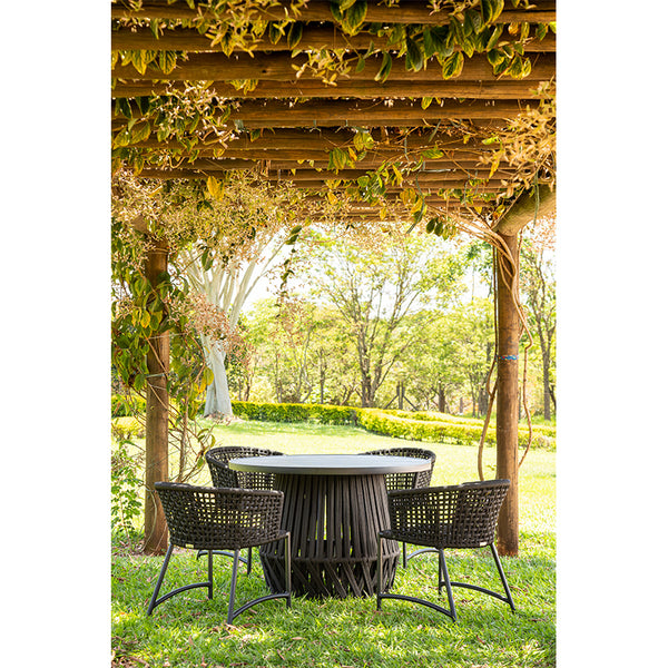 Ambiente 1 com Mesa de Comedor Confort de Aluminio con Cuerda Náutica Color Negro 1,20m - 4 plazas