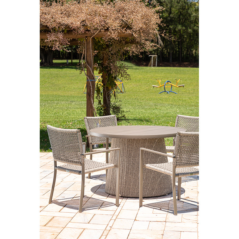 Mesa de Jantar Gold Alumínio com Fibra Cor Fendi 1,50m - 5 lugares