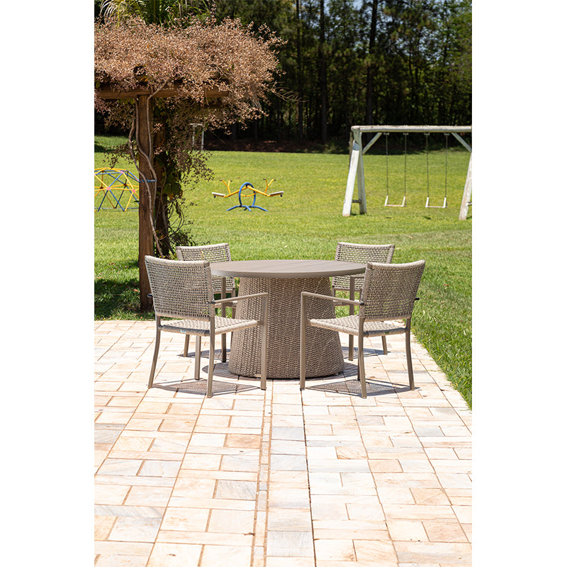 Mesa de Jantar Gold Alumínio com Fibra Cor Fendi 1,50m - 5 lugares