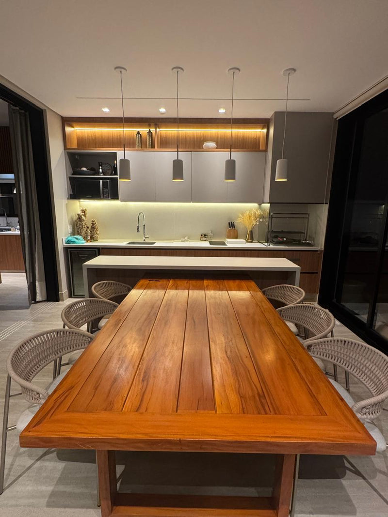 Mesa Prancha Madeira 240x110cm Tampo Liso Base Madeira