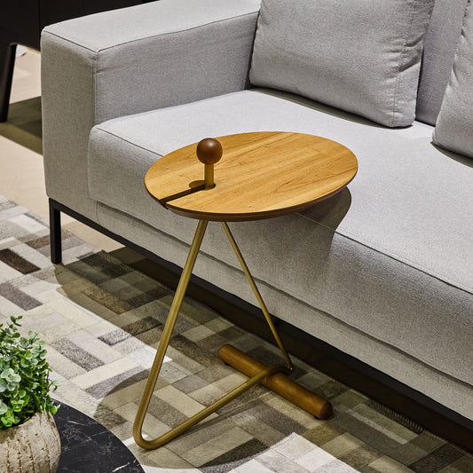 Mesa Auxiliar Ferrara Madera Canela Color Acero al Carbono FR-20
