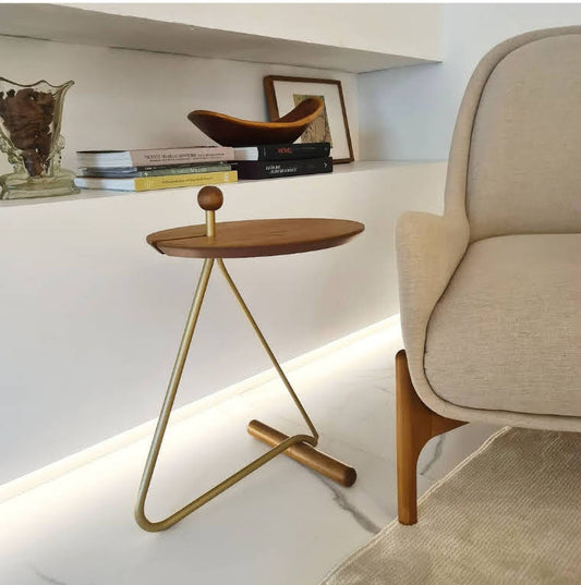 Mesa Auxiliar Ferrara Madera Canela Color Acero al Carbono FR-20