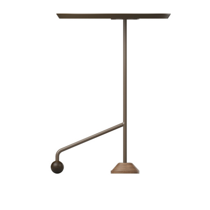 Sardenha Side Table in Brown Wood and Lead-Colored Carbon Steel