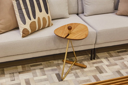Mesa auxiliar Sardinia Madera marrón y acero al carbono color plomo