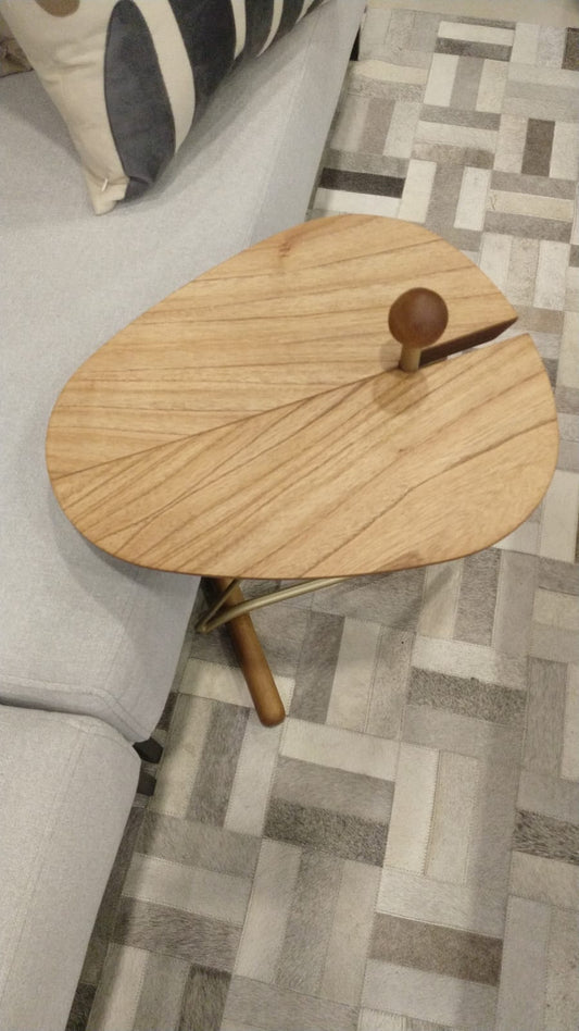 Mesa auxiliar Sardinia Madera marrón y acero al carbono color plomo