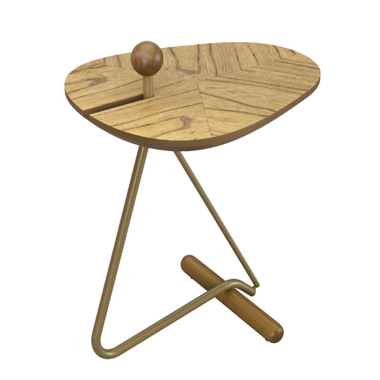 Mesa auxiliar Sardinia Madera marrón y acero al carbono color plomo