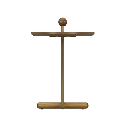 Sardenha Side Table in Brown Wood and Lead-Colored Carbon Steel