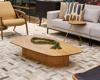 Sardenha Side Table in Brown Wood and Lead-Colored Carbon Steel