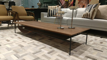 Mesa auxiliar Sardinia Madera marrón y acero al carbono color plomo