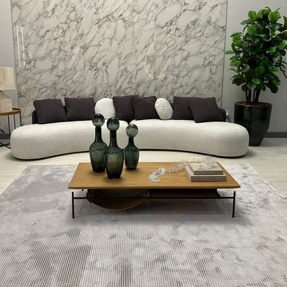 Mesa auxiliar Sardinia Madera marrón y acero al carbono color plomo