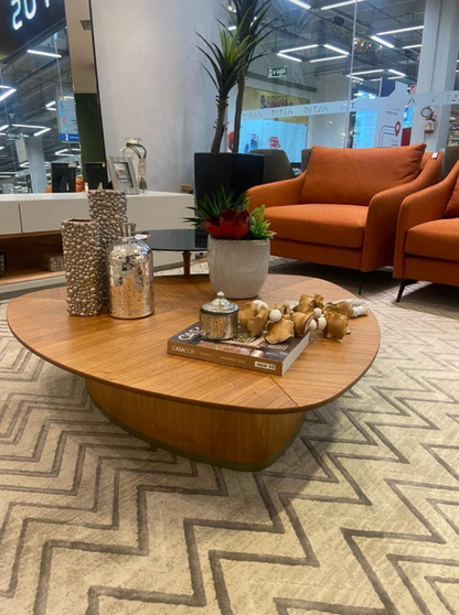 Mesa auxiliar Sardinia Madera marrón y acero al carbono color plomo