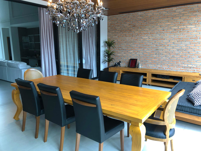 Mesa Luis XV Madeira 150x150cm Tampo Liso Base Torneada