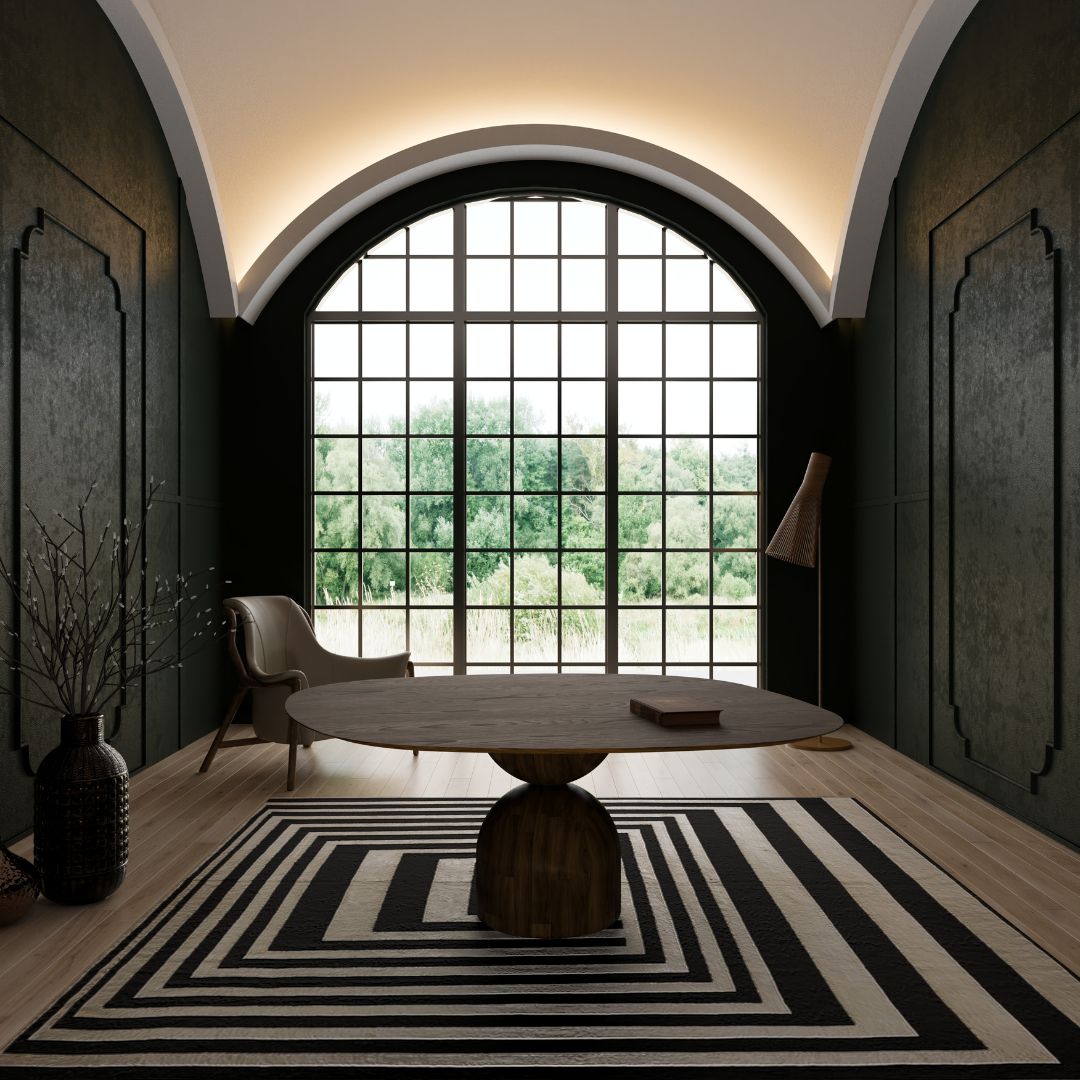 Mesa de Jantar Ampulheta Madeira Cor Noce 140x158cm