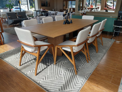 Find Dining Table with Solid Tauari Wood Base and Glass Top 180x90x77cm