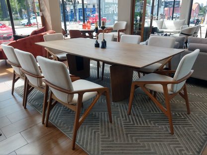 Find Dining Table with Solid Tauari Wood Base and Glass Top 180x90x77cm