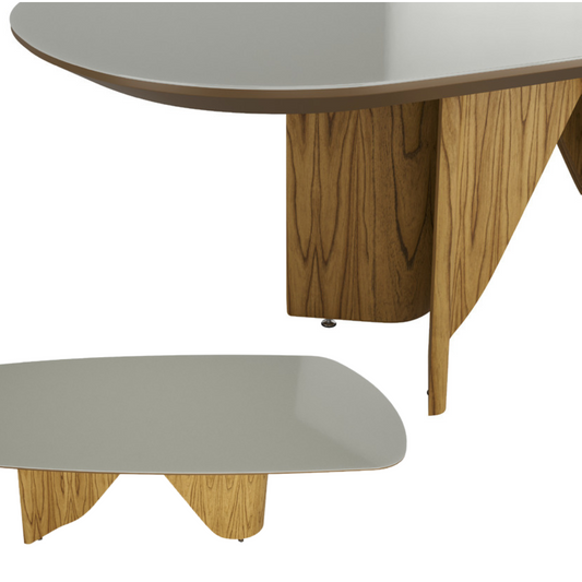 Find Dining Table with Solid Tauari Wood Base and Glass Top 180x90x77cm