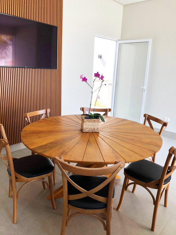 Ambiente 3 com 180cm Naples Round Dining Table Top Solid Wood